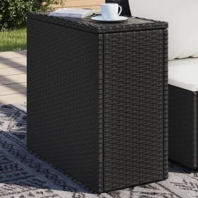 Mesa auxiliar jardín tapa vidrio ratán PE negro 58x27,5x55 cm de , Mesas de jardín - Ref: Foro24-365982, Precio: 56,92 €, Des...