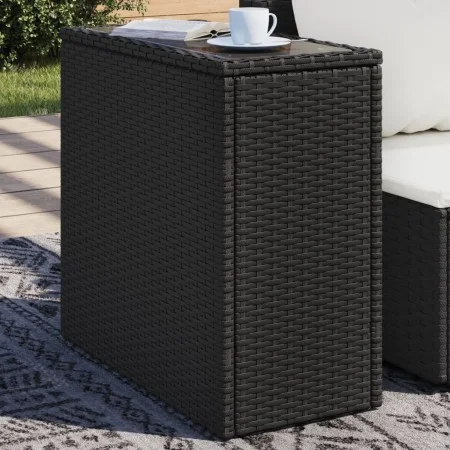 Mesa auxiliar jardín tapa vidrio ratán PE negro 58x27,5x55 cm de , Mesas de jardín - Ref: Foro24-365982, Precio: 56,92 €, Des...