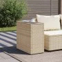 Mesa auxiliar jardín tapa vidrio ratán PE beige 58x27,5x55 cm de , Mesas de jardín - Ref: Foro24-366071, Precio: 73,70 €, Des...