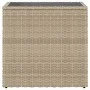 Mesa auxiliar jardín tapa vidrio ratán PE beige 58x27,5x55 cm de , Mesas de jardín - Ref: Foro24-366071, Precio: 73,70 €, Des...