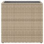 Mesa auxiliar jardín tapa vidrio ratán PE beige 58x27,5x55 cm de , Mesas de jardín - Ref: Foro24-366071, Precio: 51,34 €, Des...