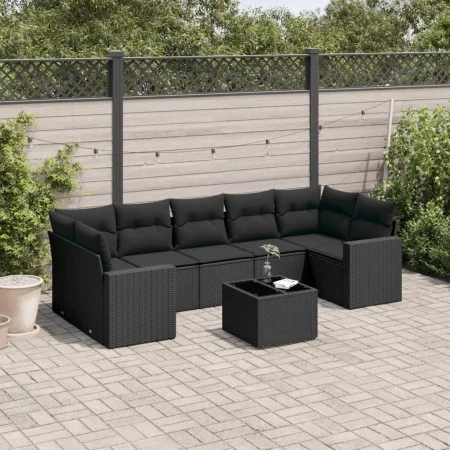 Set de sofás de jardín 8 piezas y cojines ratán sintético negro by , Garden sets - Ref: Foro24-3218725, Price: 551,28 €, Disc...