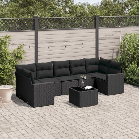 Set de sofás de jardín 8 piezas y cojines ratán sintético negro de , Conjuntos de jardín - Ref: Foro24-3218725, Precio: 526,1...