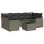 Set de sofás de jardín 7 piezas con cojines ratán PE gris by , Garden sets - Ref: Foro24-3218710, Price: 426,36 €, Discount: %