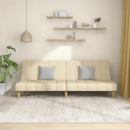 Sofá cama de 2 plazas tela color crema de , Sofás - Ref: Foro24-375829, Precio: 233,72 €, Descuento: %