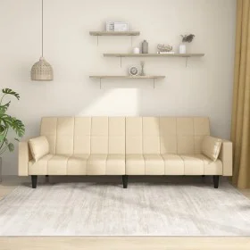 Zweiplätziges Schlafsofa mit zwei cremefarbenen Kissenbezügen. von , Sofas - Ref: Foro24-375836, Preis: 281,31 €, Rabatt: %