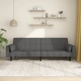 Sofá cama de 2 plazas con dos almohadas tela gris oscuro de , Sofás - Ref: Foro24-375834, Precio: 275,47 €, Descuento: %