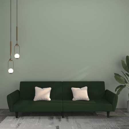 Sofá cama de 2 plazas terciopelo verde oscuro de , Sofás - Ref: Foro24-375860, Precio: 263,74 €, Descuento: %