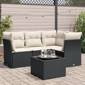Set de muebles de jardín 5 pzas y cojines ratán sintético negro de , Conjuntos de jardín - Ref: Foro24-3217586, Precio: 300,7...