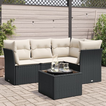 Set de muebles de jardín 5 pzas y cojines ratán sintético negro de , Conjuntos de jardín - Ref: Foro24-3217586, Precio: 300,7...