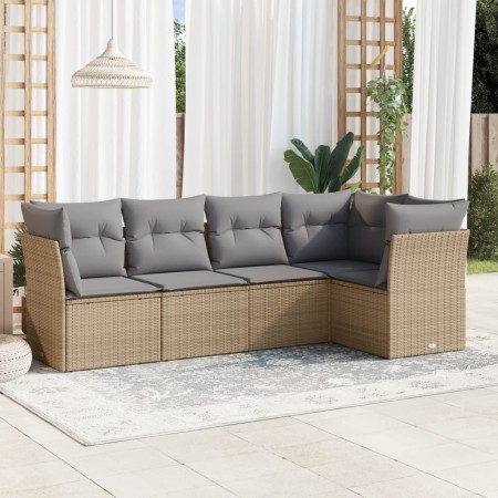 Juego de sofás jardín con cojines 5 pzas ratán sintético beige de , Conjuntos de jardín - Ref: Foro24-3217599, Precio: 323,81...