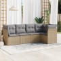 Juego de sofás jardín con cojines 5 pzas ratán sintético beige de , Conjuntos de jardín - Ref: Foro24-3217599, Precio: 323,81...