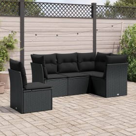 Set de muebles de jardín 5 pzas y cojines ratán sintético negro de , Conjuntos de jardín - Ref: Foro24-3217635, Precio: 330,5...