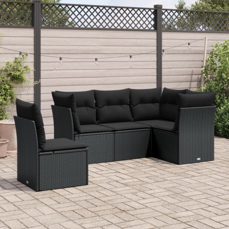 Set de muebles de jardín 5 pzas y cojines ratán sintético negro de , Conjuntos de jardín - Ref: Foro24-3217635, Precio: 330,5...