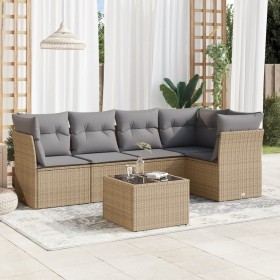 Juego de sofás jardín con cojines 6 pzas ratán sintético beige de , Conjuntos de jardín - Ref: Foro24-3217609, Precio: 371,42...