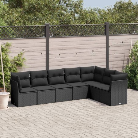 Set de comedor de jardín 7 pzas y cojines ratán sintético negro de , Conjuntos de jardín - Ref: Foro24-3249574, Precio: 473,7...