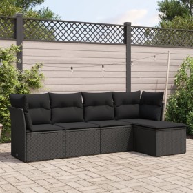 Set de muebles de jardín 5 pzas y cojines ratán sintético negro de , Conjuntos de jardín - Ref: Foro24-3249394, Precio: 330,6...