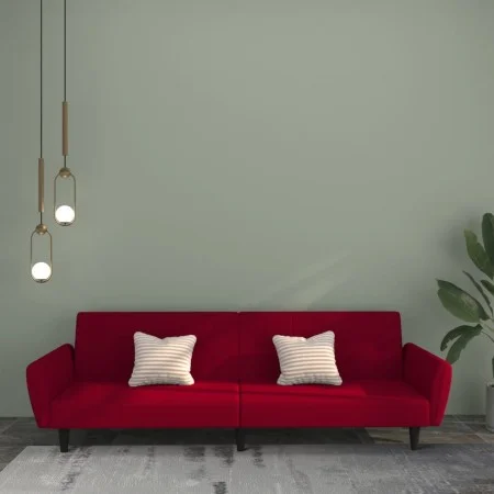 Zweiplätziges Schlafsofa aus Samt in Weinrot. von , Sofas - Ref: Foro24-375862, Preis: 253,48 €, Rabatt: %