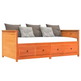 Wachsbraunes Schlafsofa aus massivem Kiefernholz, 100 x 200 cm von , Betten und Lattenroste - Ref: Foro24-844437, Preis: 324,...