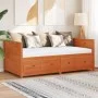 Sofá cama de madera maciza de pino marrón cera 100x200 cm de , Camas y somieres - Ref: Foro24-844437, Precio: 324,11 €, Descu...