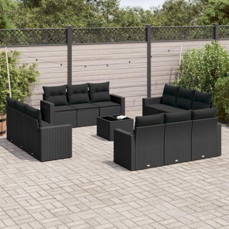 Set de sofás de jardín y cojines 13 pzas ratán sintético negro de , Conjuntos de jardín - Ref: Foro24-3218765, Precio: 915,58...