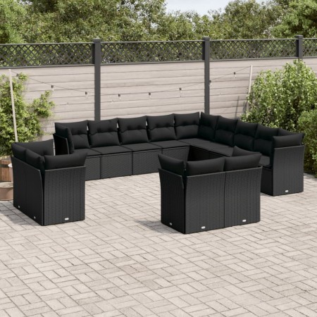 Set de sofás de jardín y cojines 13 pzas ratán sintético negro de , Conjuntos de jardín - Ref: Foro24-3218545, Precio: 906,21...