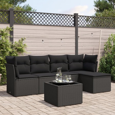 Set de sofás de jardín 6 piezas y cojines ratán sintético negro de , Conjuntos de jardín - Ref: Foro24-3217565, Precio: 341,9...