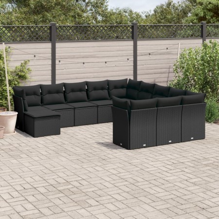 Set de sofás de jardín 12 piezas cojines ratán sintético negro de , Conjuntos de jardín - Ref: Foro24-3250464, Precio: 799,42...