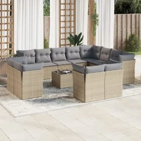 Set sofás de jardín con cojines 13 pzas ratán sintético beige de , Conjuntos de jardín - Ref: Foro24-3218539, Precio: 832,47 ...