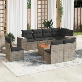 Set de muebles de jardín 9 pzas y cojines ratán sintético gris de , Conjuntos de jardín - Ref: Foro24-3225486, Precio: 528,61...