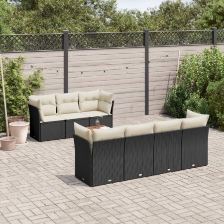 Set de sofás de jardín 8 piezas y cojines ratán sintético negro de , Conjuntos de jardín - Ref: Foro24-3223501, Precio: 451,0...
