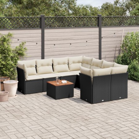 Set de sofás de jardín 8 piezas y cojines ratán sintético negro de , Conjuntos de jardín - Ref: Foro24-3223529, Precio: 492,0...