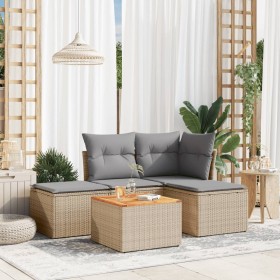 Juego de sofás jardín con cojines 5 pzas ratán sintético beige de , Conjuntos de jardín - Ref: Foro24-3223588, Precio: 253,07...