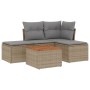 Juego de sofás jardín con cojines 5 pzas ratán sintético beige de , Conjuntos de jardín - Ref: Foro24-3223588, Precio: 253,07...