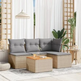 Juego de sofás jardín con cojines 5 pzas ratán sintético beige de , Conjuntos de jardín - Ref: Foro24-3223595, Precio: 267,17...