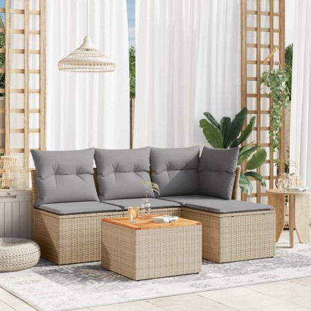 Juego de sofás jardín con cojines 5 pzas ratán sintético beige de , Conjuntos de jardín - Ref: Foro24-3223595, Precio: 269,19...