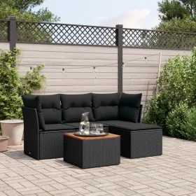 Set de muebles de jardín 5 pzas y cojines ratán sintético negro de , Conjuntos de jardín - Ref: Foro24-3223605, Precio: 286,6...