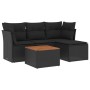 Set de muebles de jardín 5 pzas y cojines ratán sintético negro de , Conjuntos de jardín - Ref: Foro24-3223605, Precio: 281,2...
