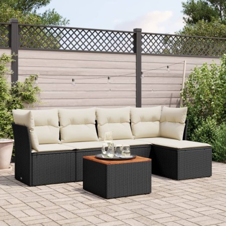 Set de sofás de jardín 6 piezas y cojines ratán sintético negro de , Conjuntos de jardín - Ref: Foro24-3223613, Precio: 310,0...