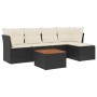 Set de sofás de jardín 6 piezas y cojines ratán sintético negro de , Conjuntos de jardín - Ref: Foro24-3223613, Precio: 310,0...