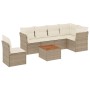 Set sofás de jardín 7 piezas y cojines ratán sintético beige de , Conjuntos de jardín - Ref: Foro24-3223664, Precio: 445,45 €...
