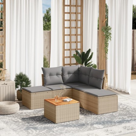 Juego de sofás jardín con cojines 6 pzas ratán sintético beige de , Conjuntos de jardín - Ref: Foro24-3223672, Precio: 309,25...