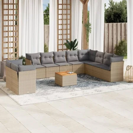 Set de sofás de jardín 11pzas con cojines ratán sintético beige de , Conjuntos de jardín - Ref: Foro24-3223721, Precio: 659,8...