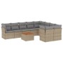 Juego de sofás jardín con cojines beige 10 pzas ratán sintético de , Conjuntos de jardín - Ref: Foro24-3223819, Precio: 570,8...