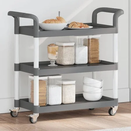 Carrito de 3 niveles aluminio gris 77x34x72 cm by , Kitchen and dining carts - Ref: Foro24-30323, Price: 51,43 €, Discount: %