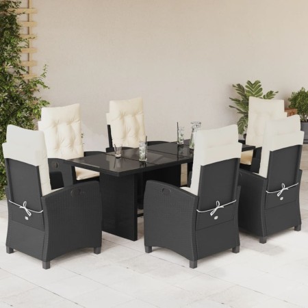 Set de comedor de jardín 7 pzas y cojines ratán sintético negro en Conjuntos de jardín | Comprar online en Foru.es