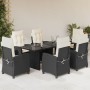 Set de comedor de jardín 7 pzas y cojines ratán sintético negro en Conjuntos de jardín | Comprar online en Foru.es