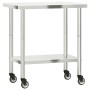 Mesa de trabajo de cocina con ruedas acero inox 82,5x55x85 cm de , Restauración - Ref: Foro24-376463, Precio: 138,34 €, Descu...