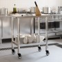 Mesa de trabajo de cocina con ruedas acero inox 82,5x55x85 cm de , Restauración - Ref: Foro24-376463, Precio: 138,34 €, Descu...