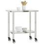 Mesa de trabajo de cocina con ruedas acero inox 82,5x55x85 cm de , Restauración - Ref: Foro24-376463, Precio: 138,34 €, Descu...
